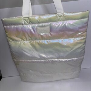 Bath & Body Works Iridescent White Puffer Tote Bag From 2023 Black Friday VIP